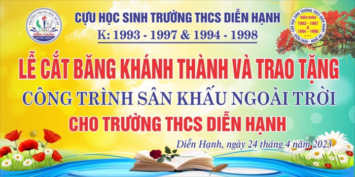 Lễ cắt băng khánh thành và trao tặng công trình sân khấu ngoài trời cho nhà trường trường THCS Diễn Hạnh